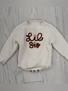 Etsy Cream 'Lil Sis' Knit Sweater 3-6M